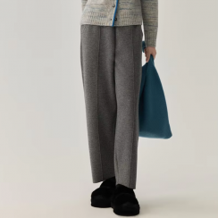 Sheep Wool High Waist Solid Color Straight Pants