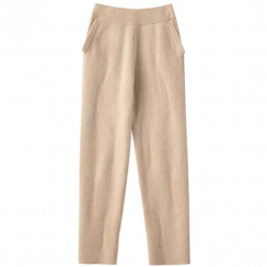 3 Prs Loose Straight Cashmere Pants for Women With Plain Knit